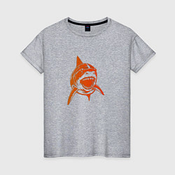 Футболка хлопковая женская Оранжевая акула, цвет: меланж