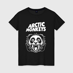 Футболка хлопковая женская Arctic Monkeys rock panda, цвет: черный