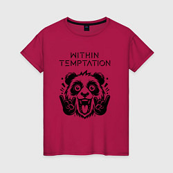 Футболка хлопковая женская Within Temptation - rock panda, цвет: маджента