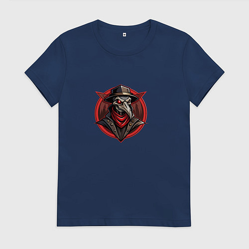 Женская футболка Чумной доктор в красном платке / Тёмно-синий – фото 1