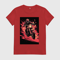 Футболка хлопковая женская Мотокросс красные брызги, цвет: красный
