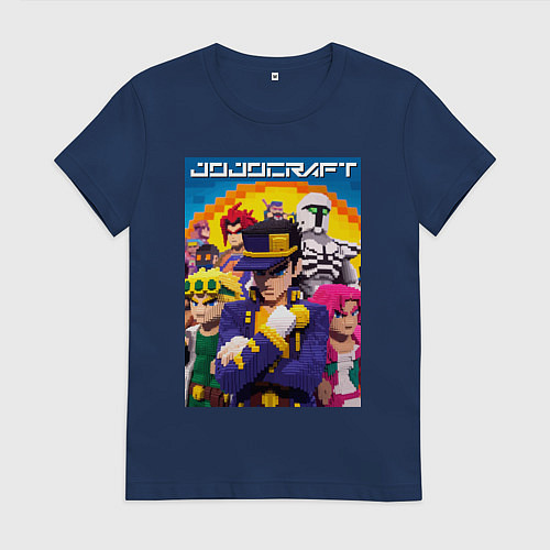 Женская футболка Minecraft and Jojo collaboration - ai art / Тёмно-синий – фото 1