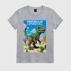Футболка хлопковая женская Minecraft and beersaur - ai art collaboration, цвет: меланж