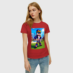 Футболка хлопковая женская Jotaro Kujo and Minecraft - collaboration, цвет: красный — фото 2