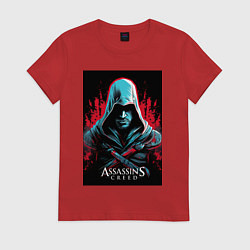 Футболка хлопковая женская Assassins creed классика, цвет: красный