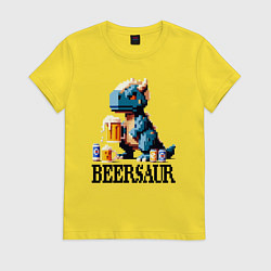 Женская футболка Пивозавр - пиксель арт нейросеть