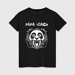 Футболка хлопковая женская Papa Roach rock panda, цвет: черный