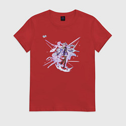 Футболка хлопковая женская Кэ Цин из Геншин Импакт, цвет: красный