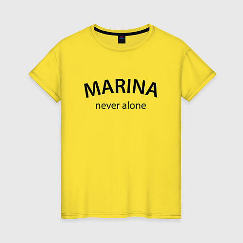 Женская футболка Marina never alone - motto / Желтый – фото 1