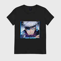 Женская футболка Сатору Годзё портрет Jujutsu Kaisen