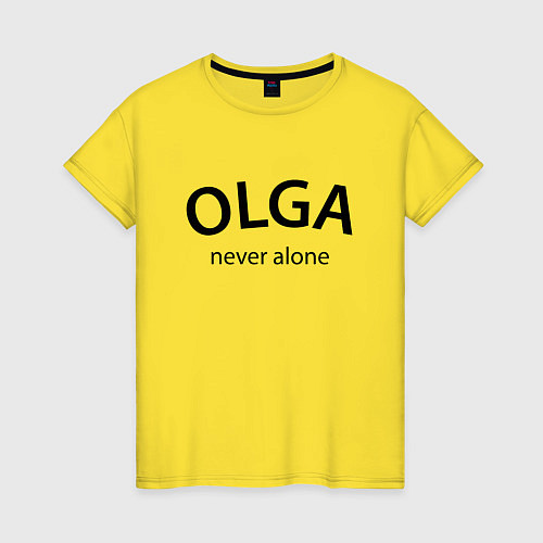 Женская футболка Olga never alone - motto / Желтый – фото 1