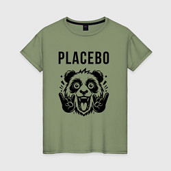 Футболка хлопковая женская Placebo - rock panda, цвет: авокадо