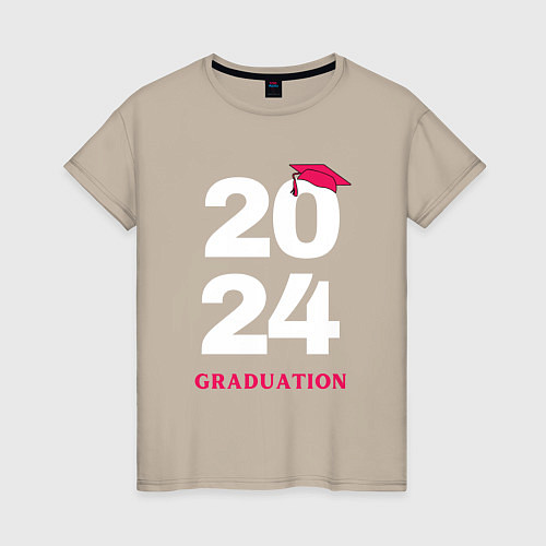Женская футболка Выпуск 2024 - окончание школы -ВУЗа / Миндальный – фото 1