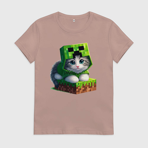Женская футболка Kitten creeper collaboration - ai art / Пыльно-розовый – фото 1