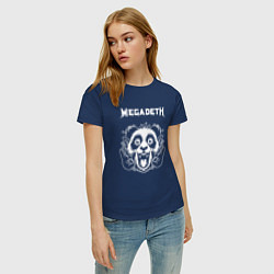 Футболка хлопковая женская Megadeth rock panda, цвет: тёмно-синий — фото 2