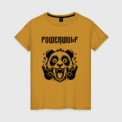 Футболка хлопковая женская Powerwolf - rock panda, цвет: горчичный