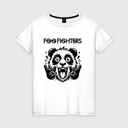 Футболка хлопковая женская Foo Fighters - rock panda, цвет: белый