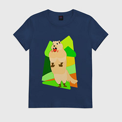 Футболка хлопковая женская Кричит суслик, цвет: тёмно-синий