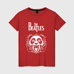 Футболка хлопковая женская The Beatles rock panda, цвет: красный