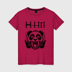 Футболка хлопковая женская HIM - rock panda, цвет: маджента
