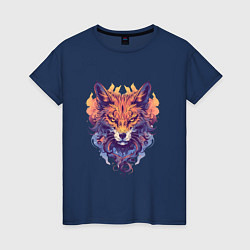 Футболка хлопковая женская Foxs Fiery Head, цвет: тёмно-синий