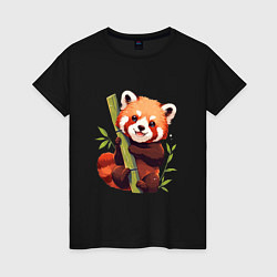 Футболка хлопковая женская The Red Panda, цвет: черный