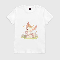 Футболка хлопковая женская Королевский лисенок, цвет: белый