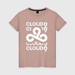 Футболка хлопковая женская Cloud9 - in logo, цвет: пыльно-розовый