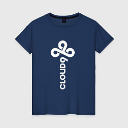 Футболка хлопковая женская Cloud9 - vertical logo, цвет: тёмно-синий