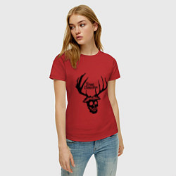 Футболка хлопковая женская True Detective: Deer Skull, цвет: красный — фото 2