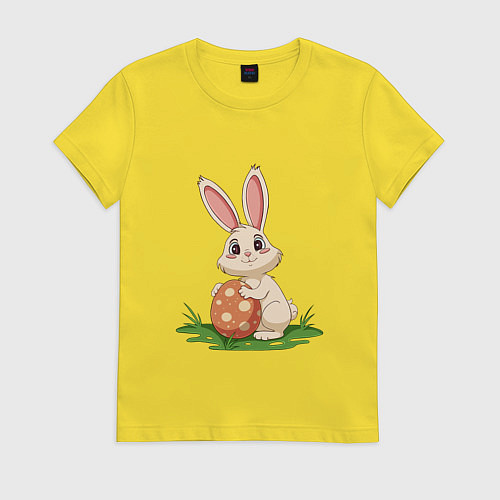 Женская футболка Пасхальный кролик и пасхальное яйцо / Желтый – фото 1