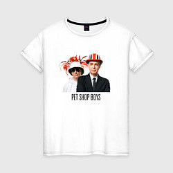 Футболка хлопковая женская Pet Shop Boys - synthpop from england, цвет: белый