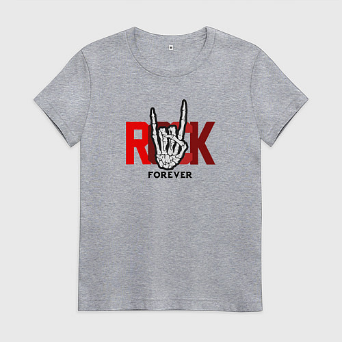 Женская футболка Rock forever skeleton hand / Меланж – фото 1