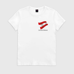 Футболка хлопковая женская Im Austrian - motto, цвет: белый