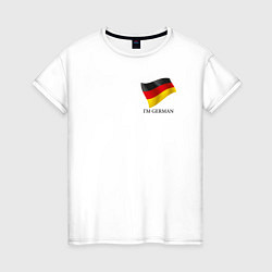 Футболка хлопковая женская Im German - motto, цвет: белый