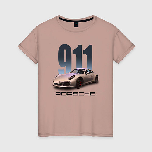 Женская футболка Порше 911 спортивный автомобиль / Пыльно-розовый – фото 1