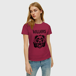 Футболка хлопковая женская The Killers - rock panda, цвет: маджента — фото 2