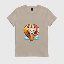 Женская футболка Львёнок на воздушном шаре