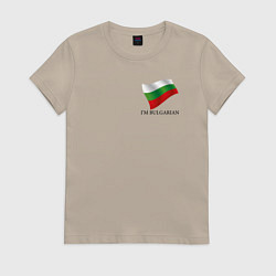 Футболка хлопковая женская Im Bulgarian - motto, цвет: миндальный
