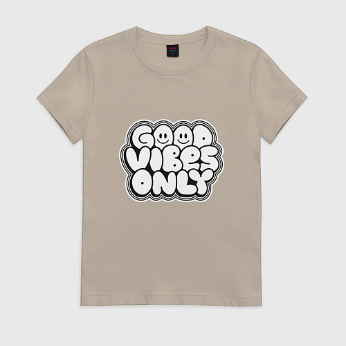 Женская футболка Goof vibes black / Миндальный – фото 1