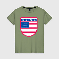 Футболка хлопковая женская United States, цвет: авокадо
