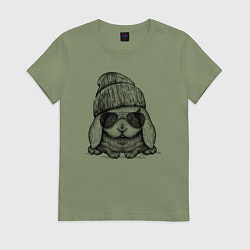 Футболка хлопковая женская Модный зайчишка, цвет: авокадо