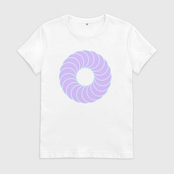 Футболка хлопковая женская Наслоение окружностей по кругу, цвет: белый