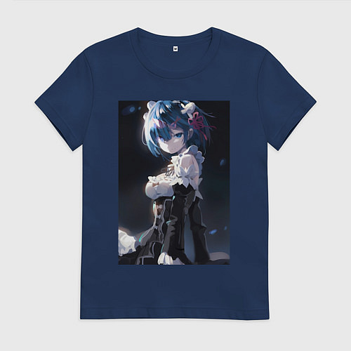 Женская футболка Жизнь с нуля в альтернативном мире Рем / Тёмно-синий – фото 1