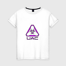 Футболка хлопковая женская UAC фиолетовый, цвет: белый