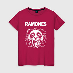 Футболка хлопковая женская Ramones rock panda, цвет: маджента