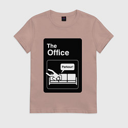 Футболка хлопковая женская Паркур и офис, цвет: пыльно-розовый