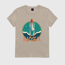 Футболка хлопковая женская NASA spaceship, цвет: миндальный