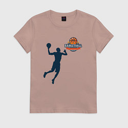 Футболка хлопковая женская Игрок в баскетбол basketball, цвет: пыльно-розовый