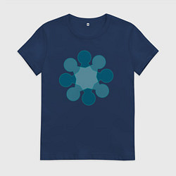 Футболка хлопковая женская Фигура из кругов, цвет: тёмно-синий
